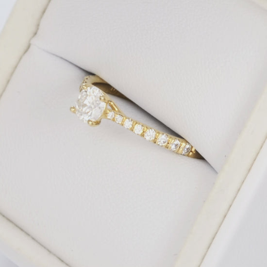 mikayla accented ring in yellow gold with round moissanite