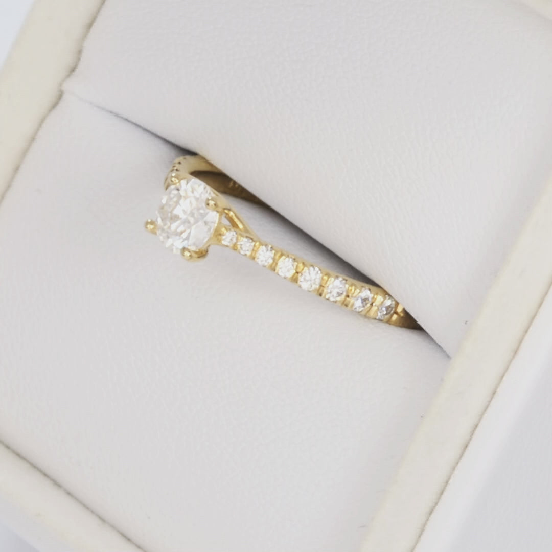 mikayla accented ring in yellow gold with round moissanite