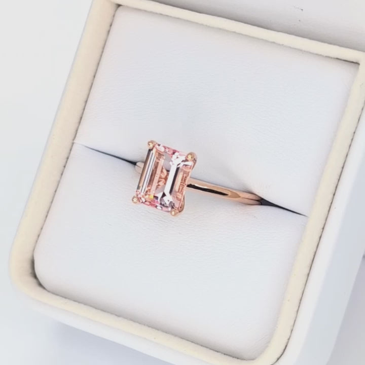 nanea solitaire engagement ring with pink step cut lab sapphire