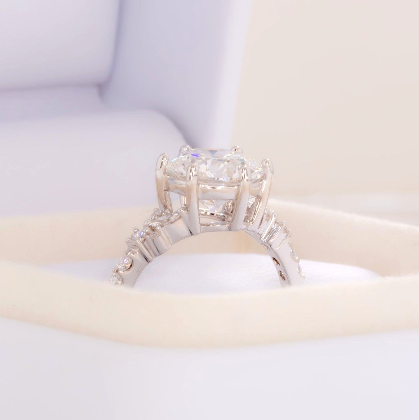 rachelle ring with 2.2ct round lab diamond in white gold