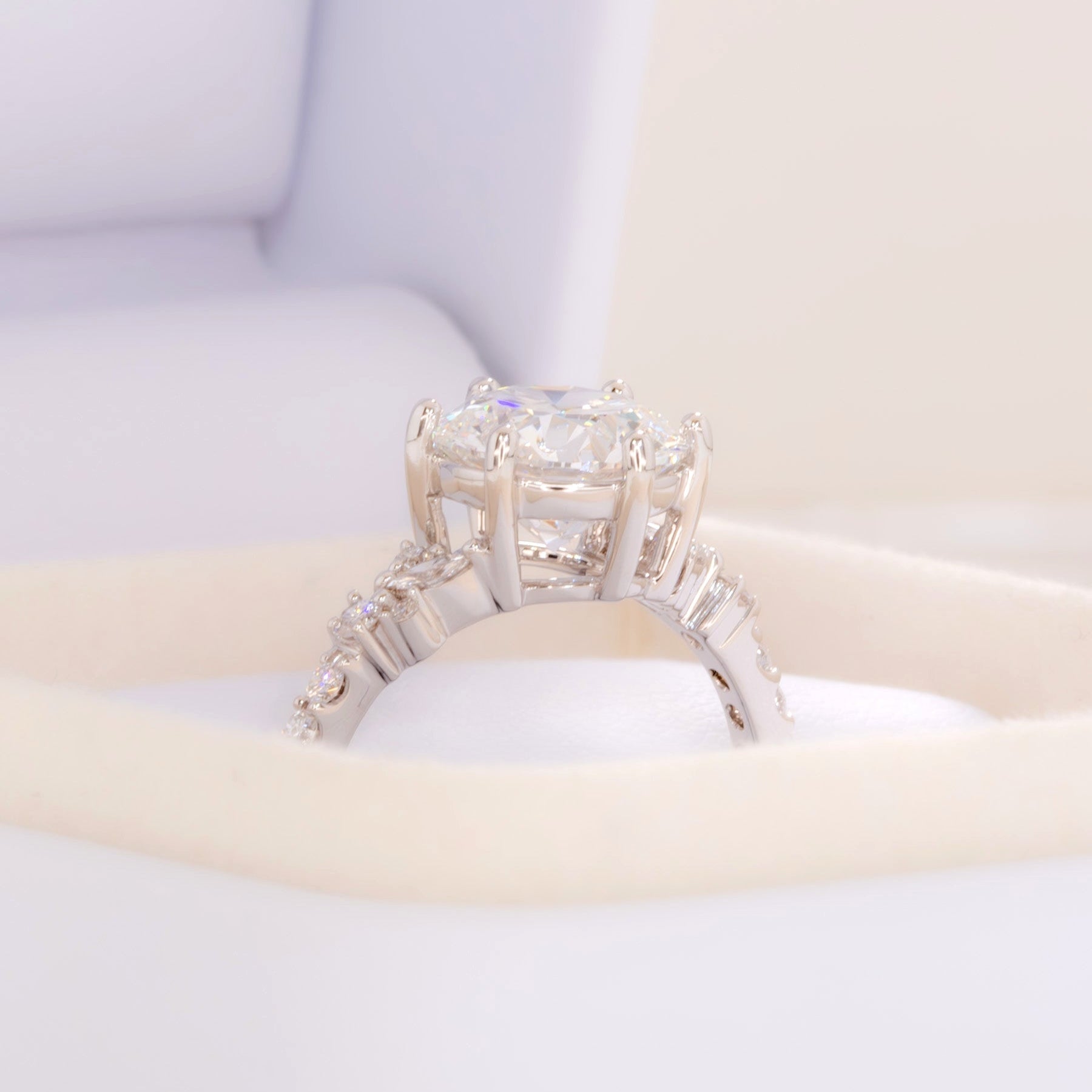 rachelle ring with 2.2ct round lab diamond in white gold
