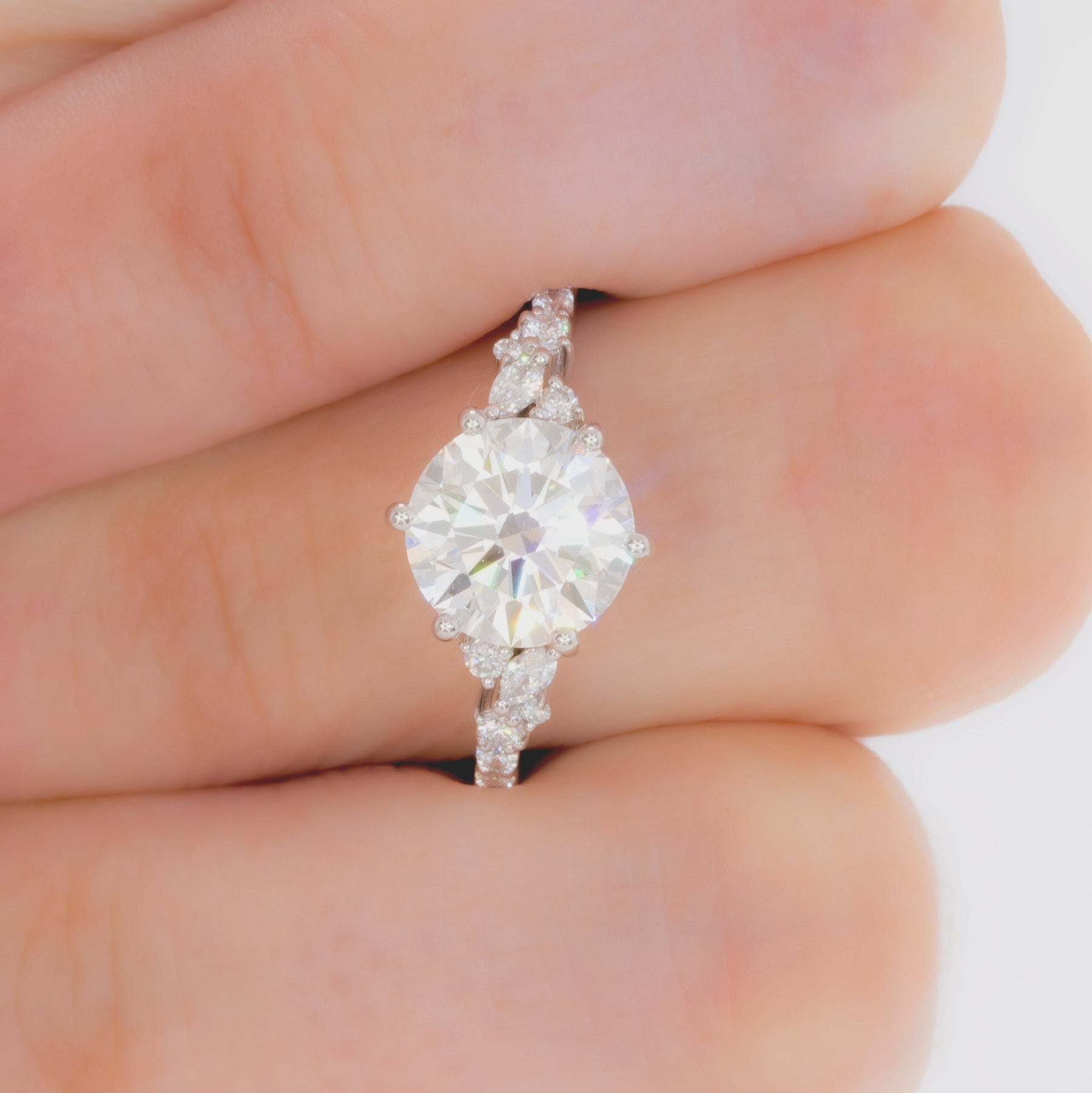 rachelle ring with 2.2ct round lab diamond in white gold