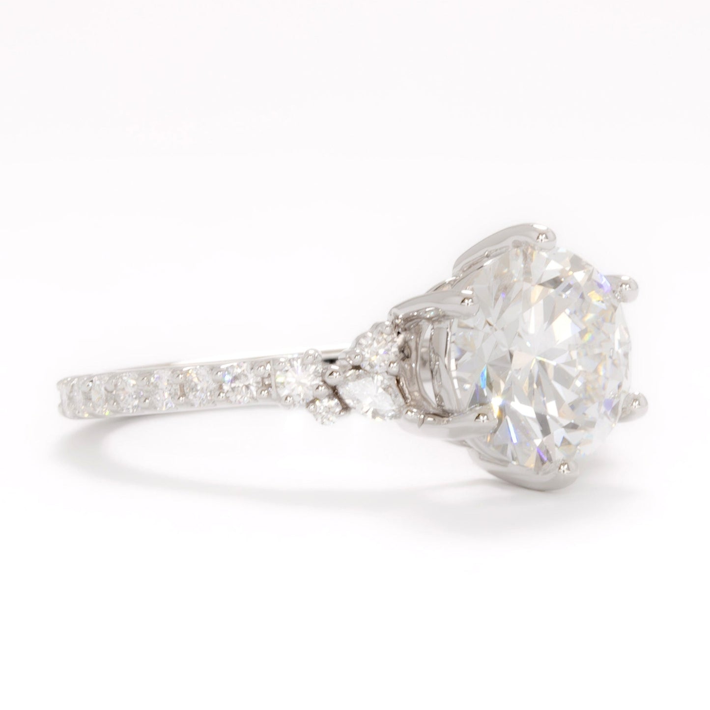 rachelle ring with 2.2ct round lab diamond in white gold