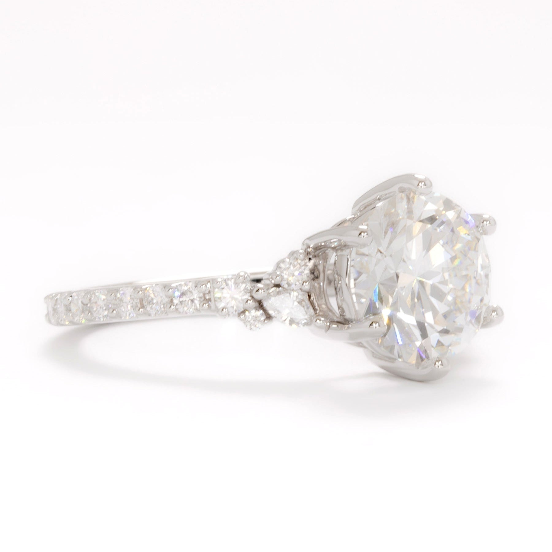 rachelle ring with 2.2ct round lab diamond in white gold