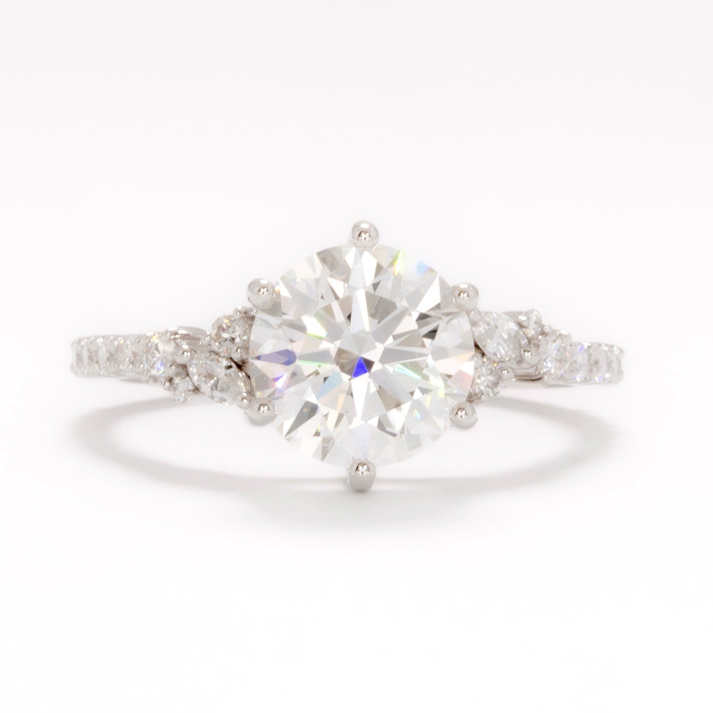 rachelle ring with 2.2ct round lab diamond in white gold