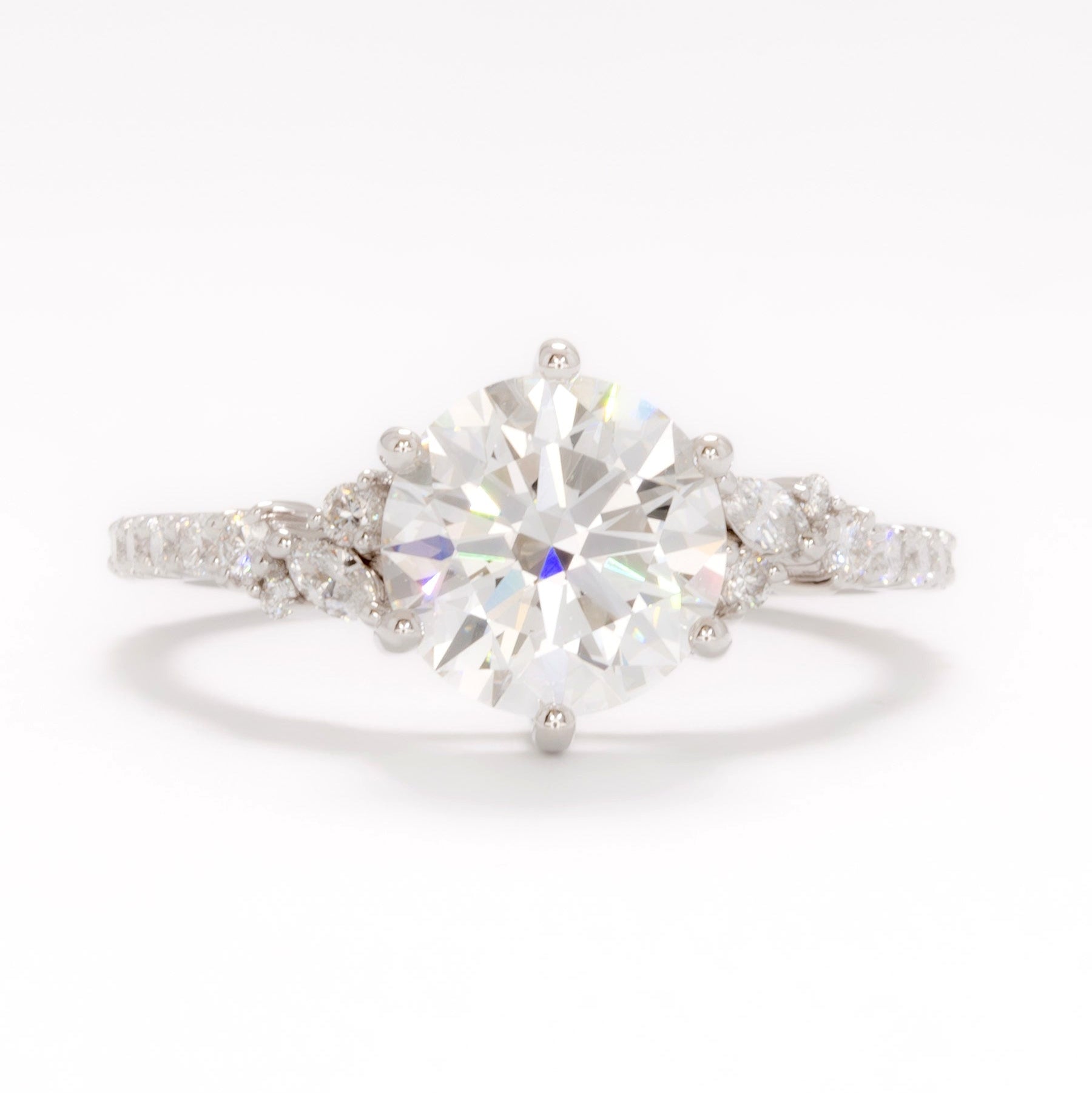 rachelle ring with 2.2ct round lab diamond in white gold