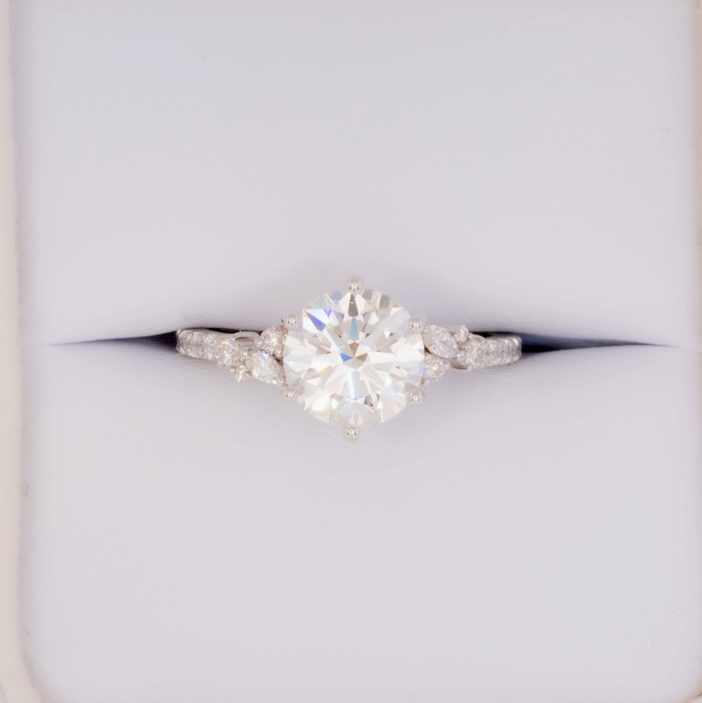 rachelle ring with 2.2ct round lab diamond in white gold
