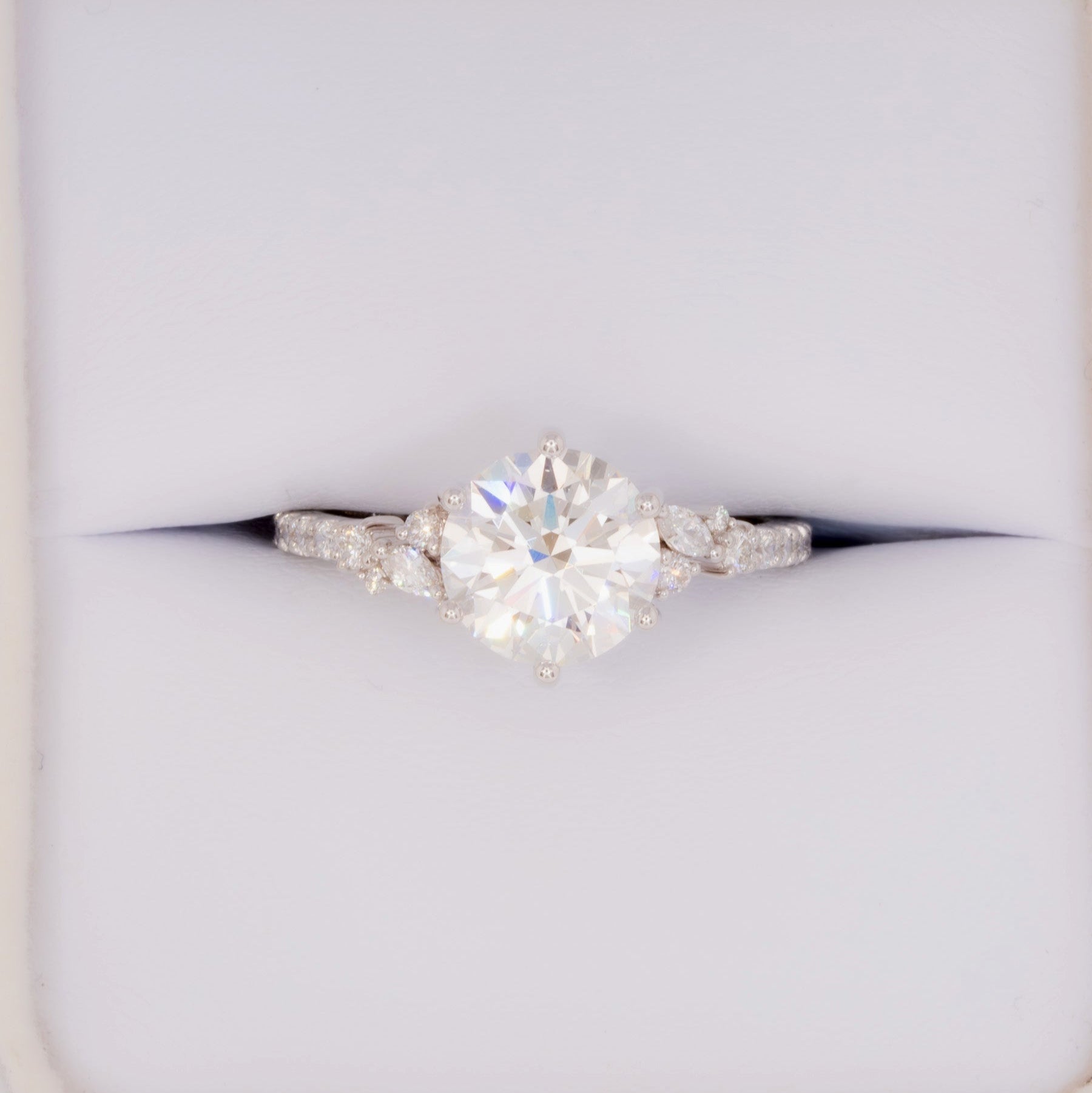 rachelle ring with 2.2ct round lab diamond in white gold