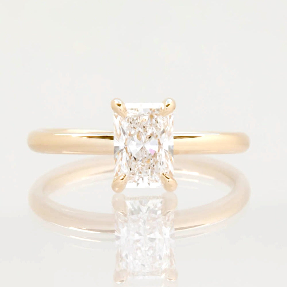 Radiant Lab Diamond hidden halo engagement ring