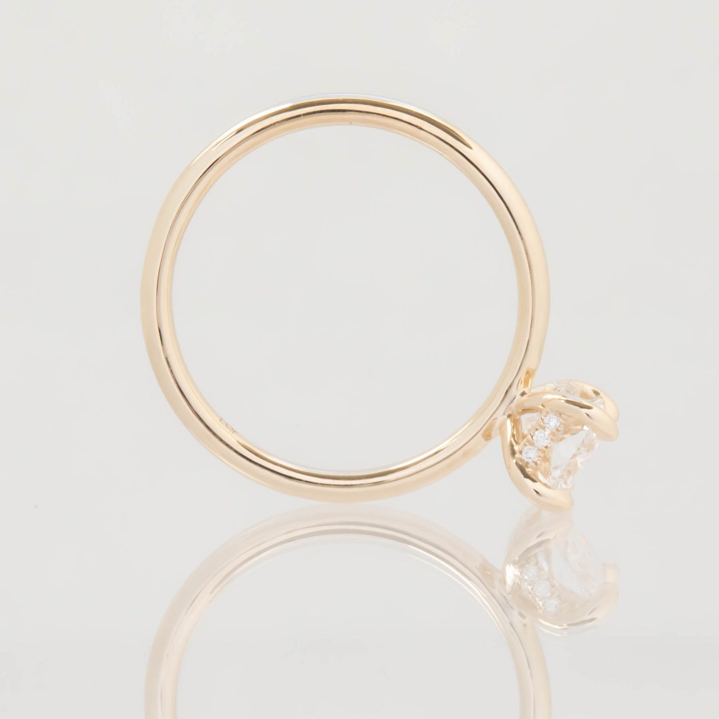 Radiant Lab Diamond hidden halo engagement ring