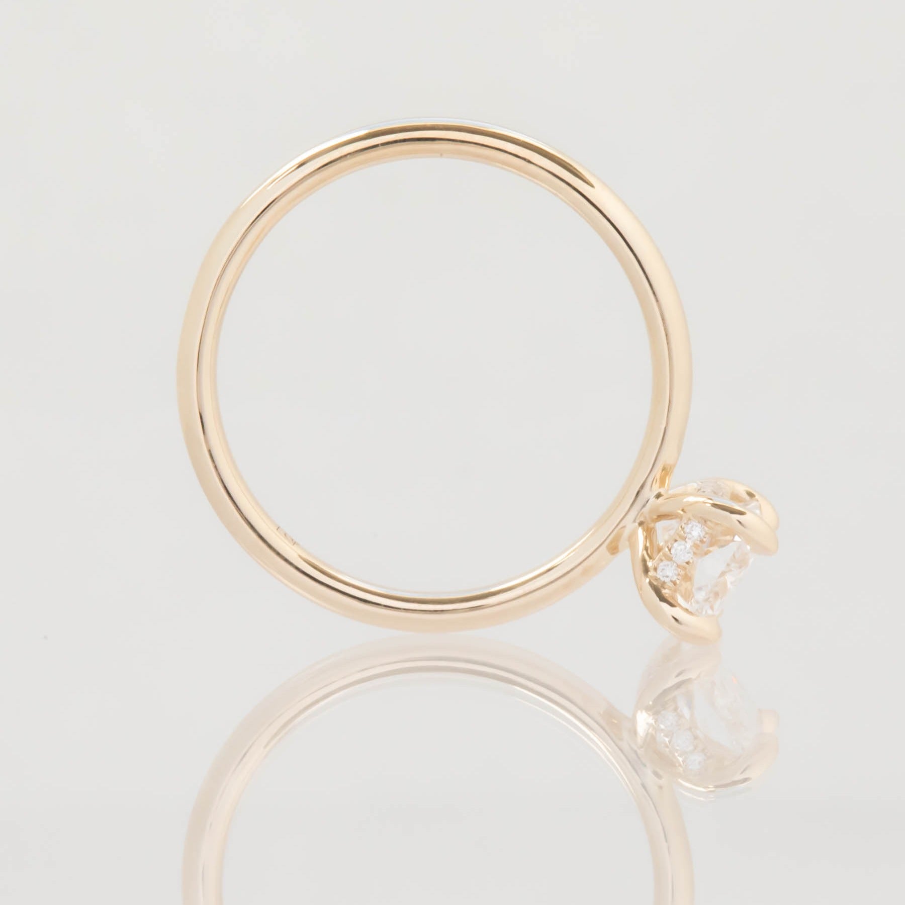 Radiant Lab Diamond hidden halo engagement ring
