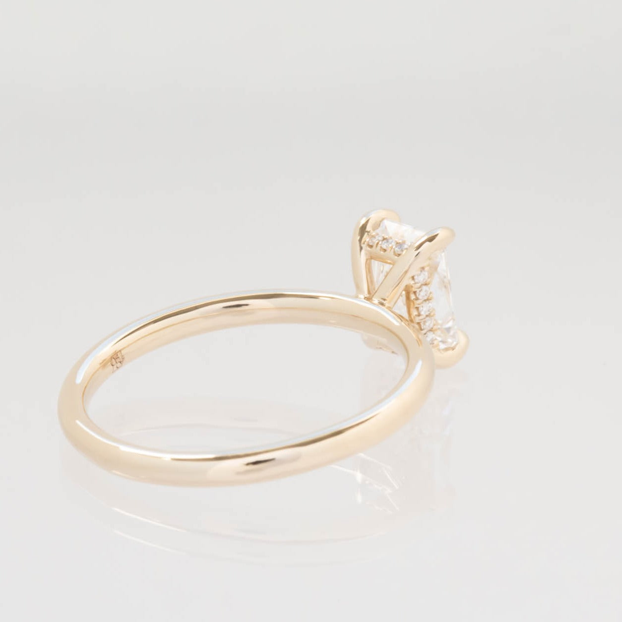 Radiant Lab Diamond hidden halo engagement ring