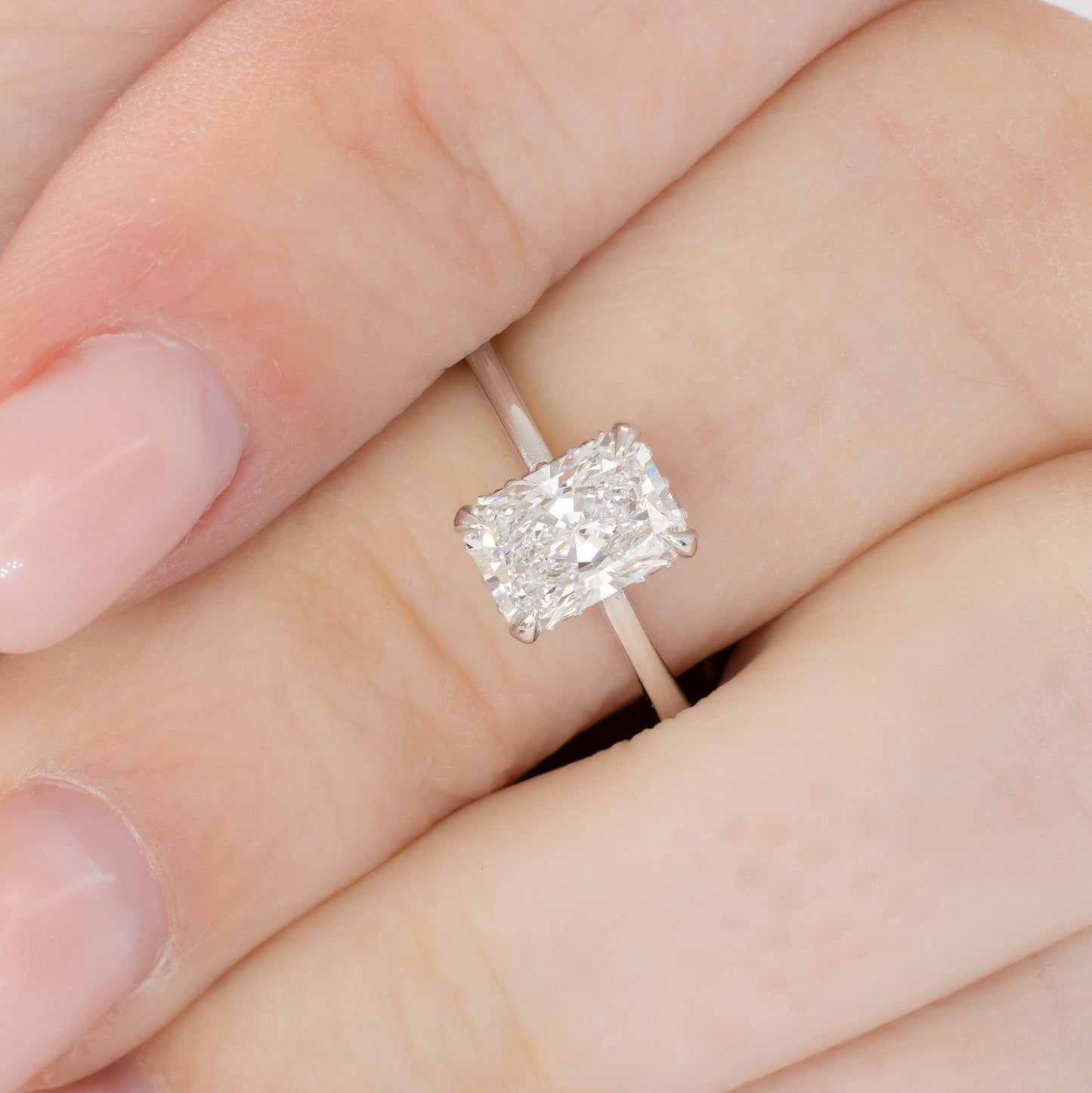 radiant lab diamond hidden halo ring