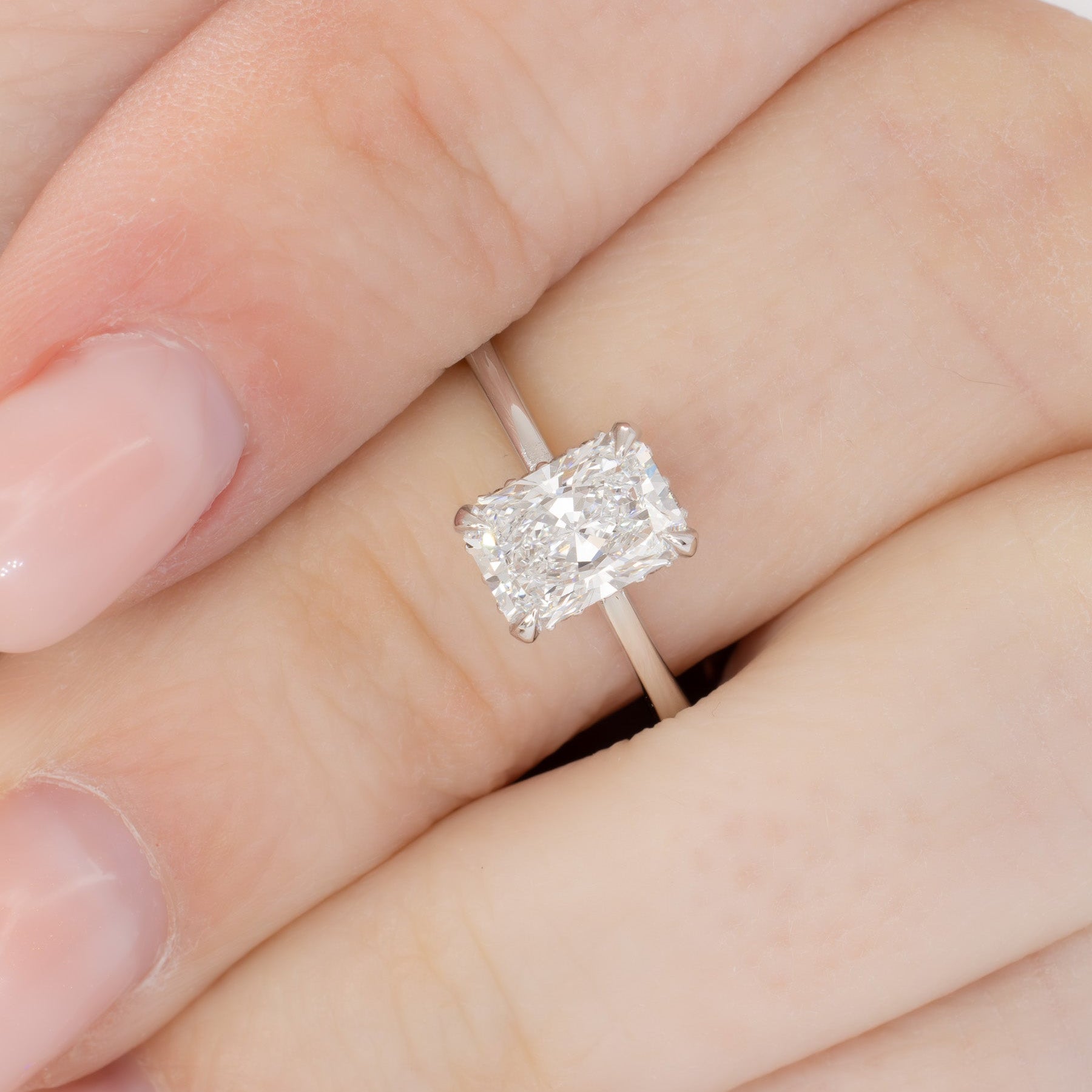 radiant lab diamond hidden halo ring