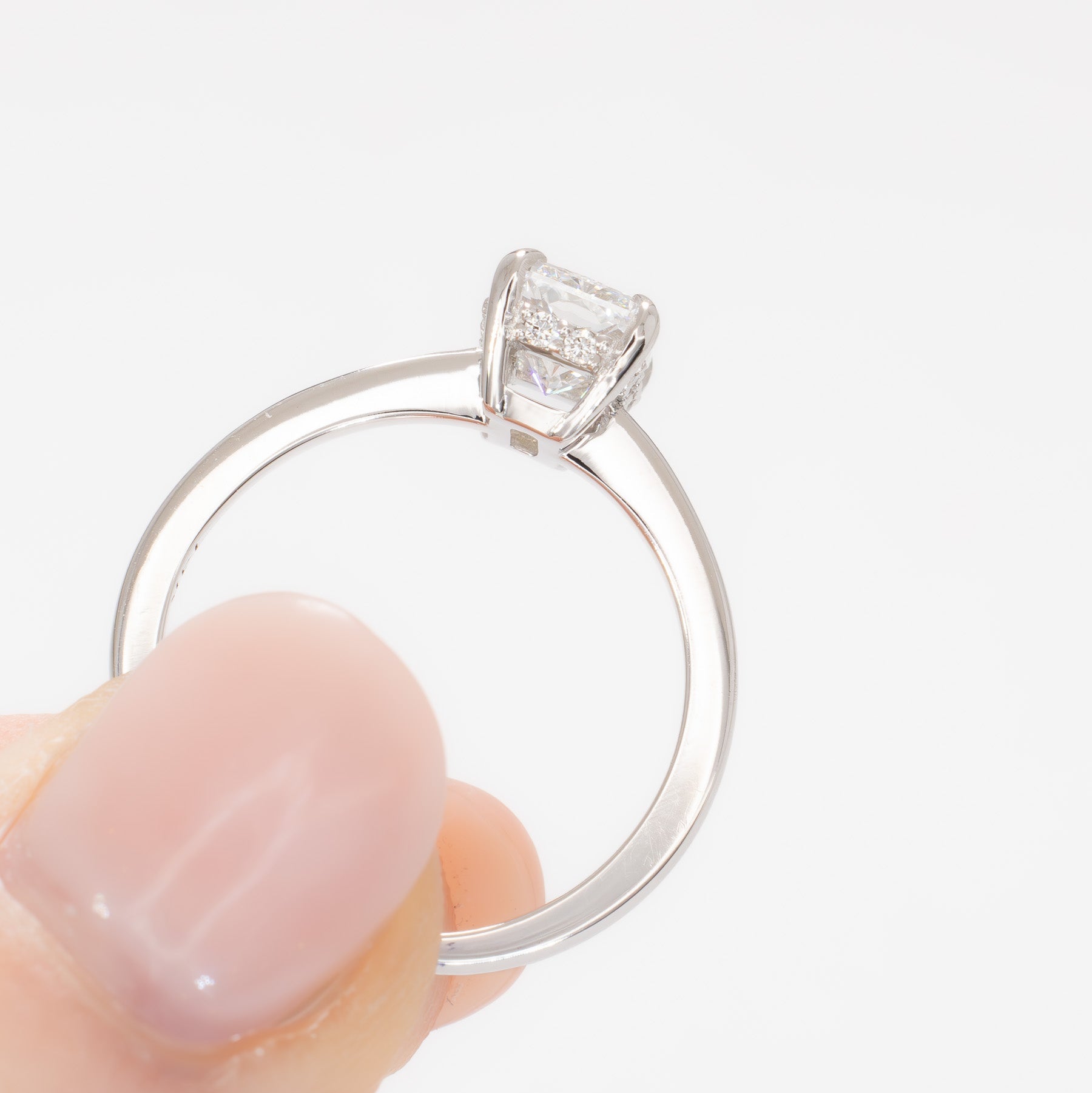radiant lab diamond hidden halo ring