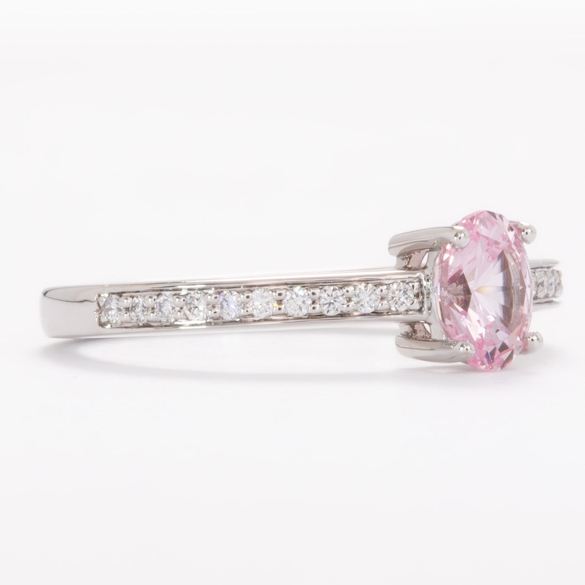 rumi wedding set with pink oval lab sapphire