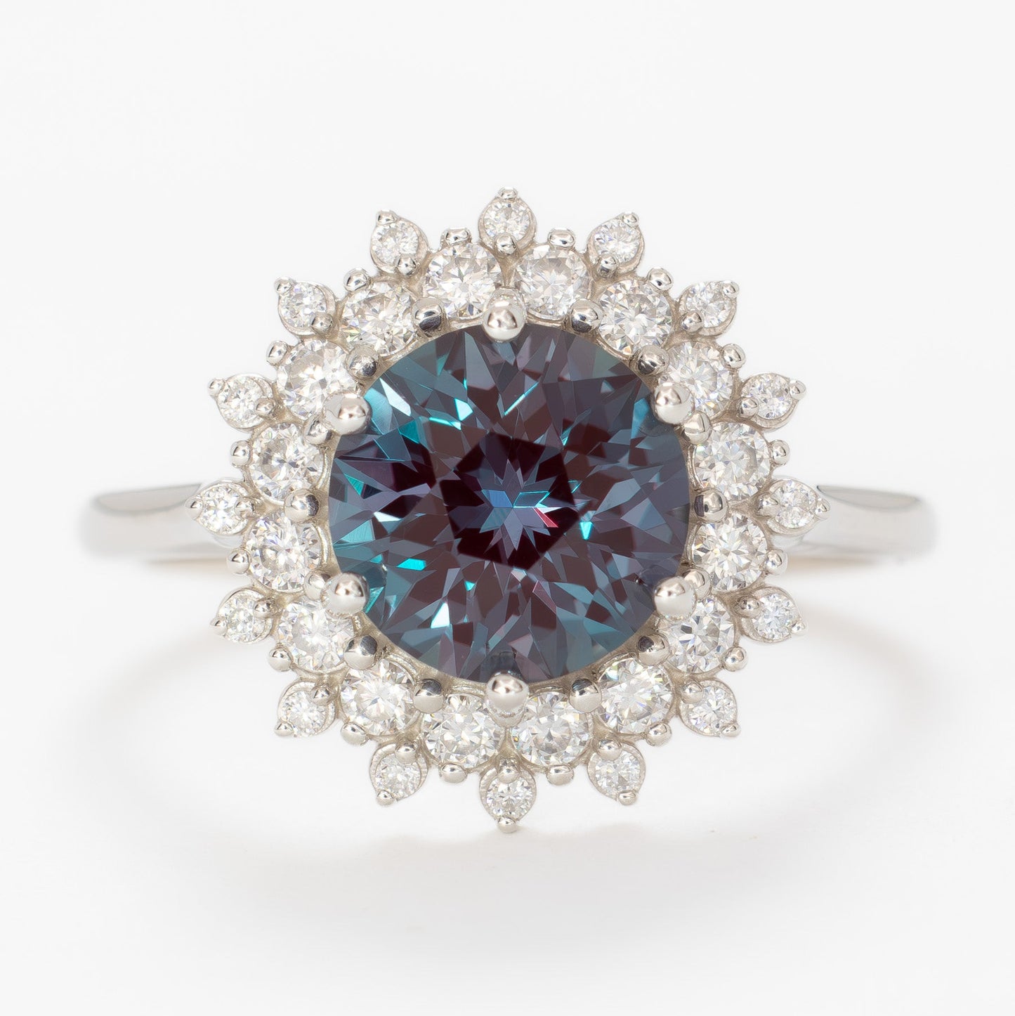 sabela halo engagement ring with round lab alexandrite