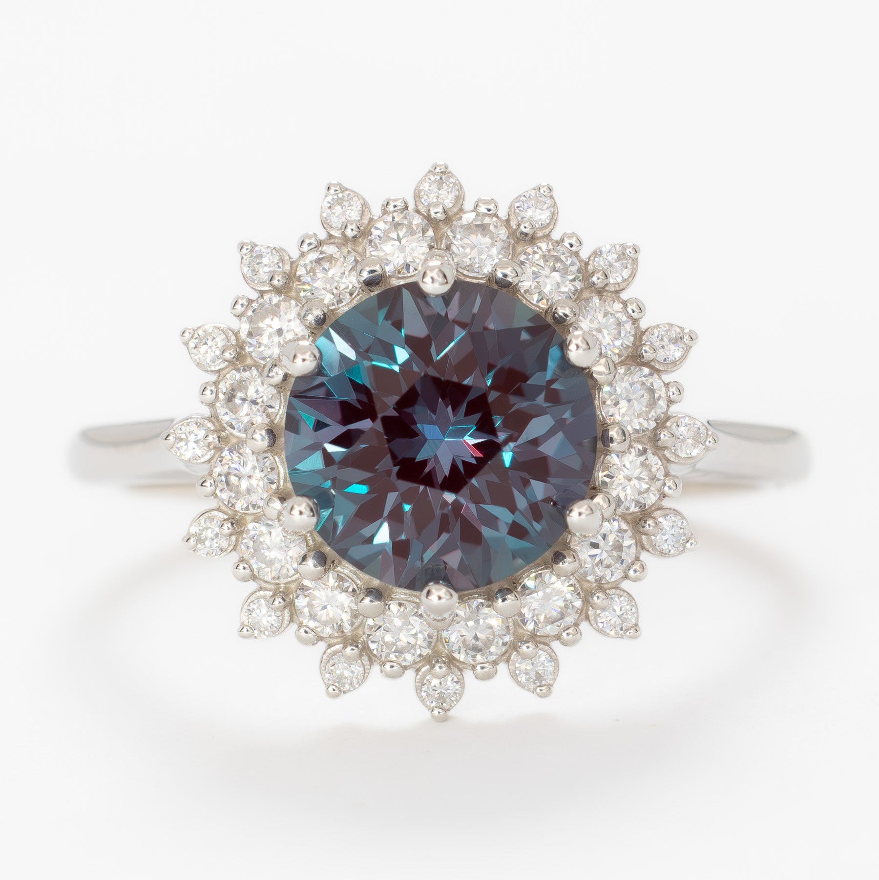 sabela halo engagement ring with round lab alexandrite