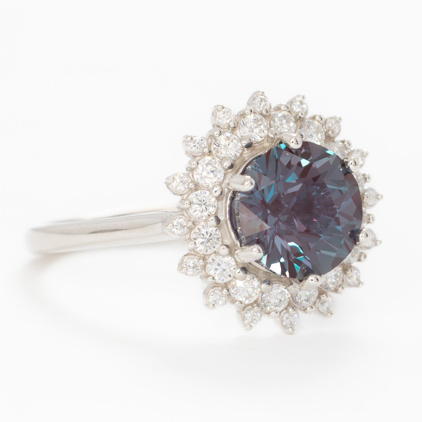 sabela halo engagement ring with round lab alexandrite