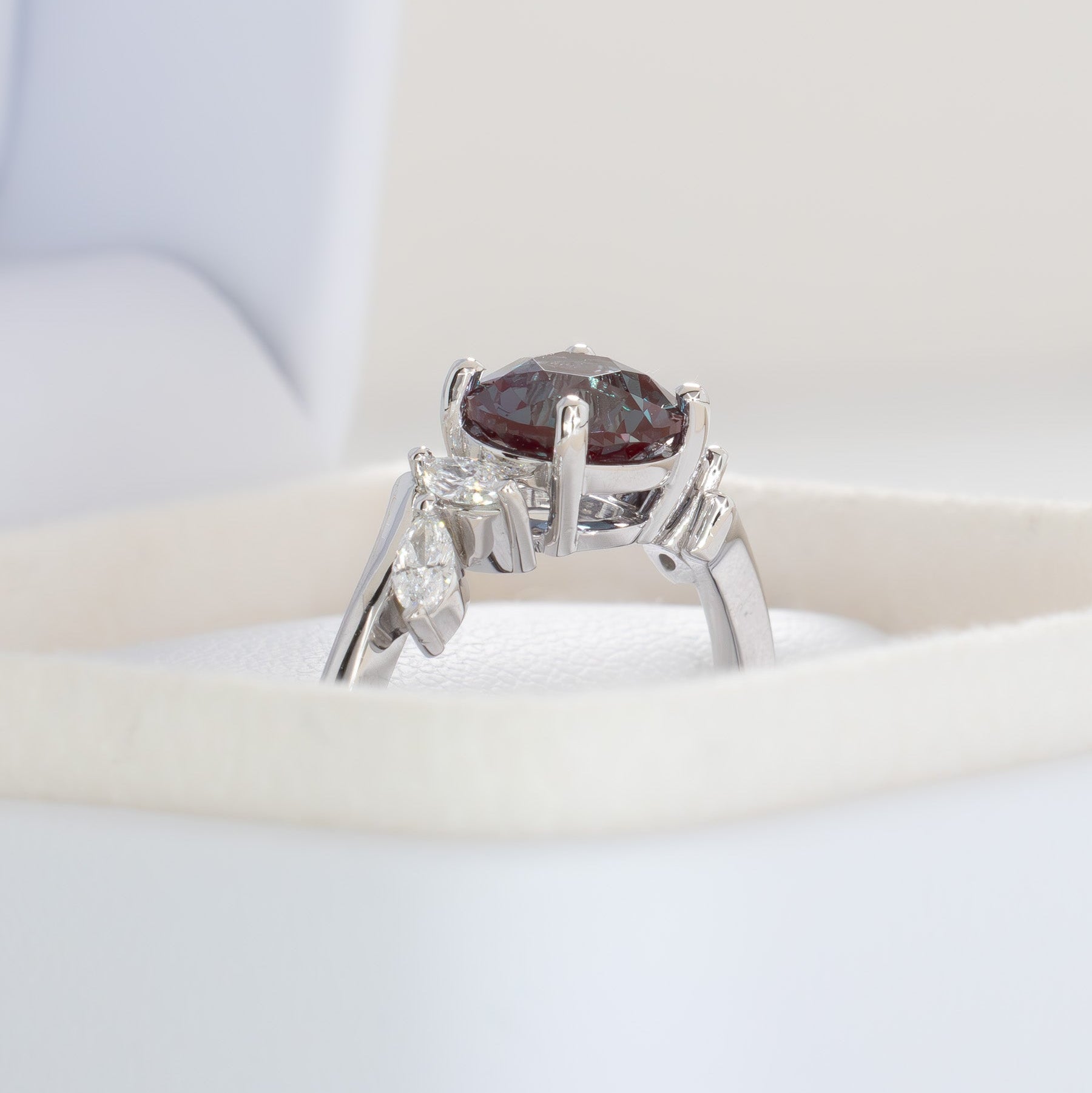 saige bypass engagement ring with round lab alexandrite