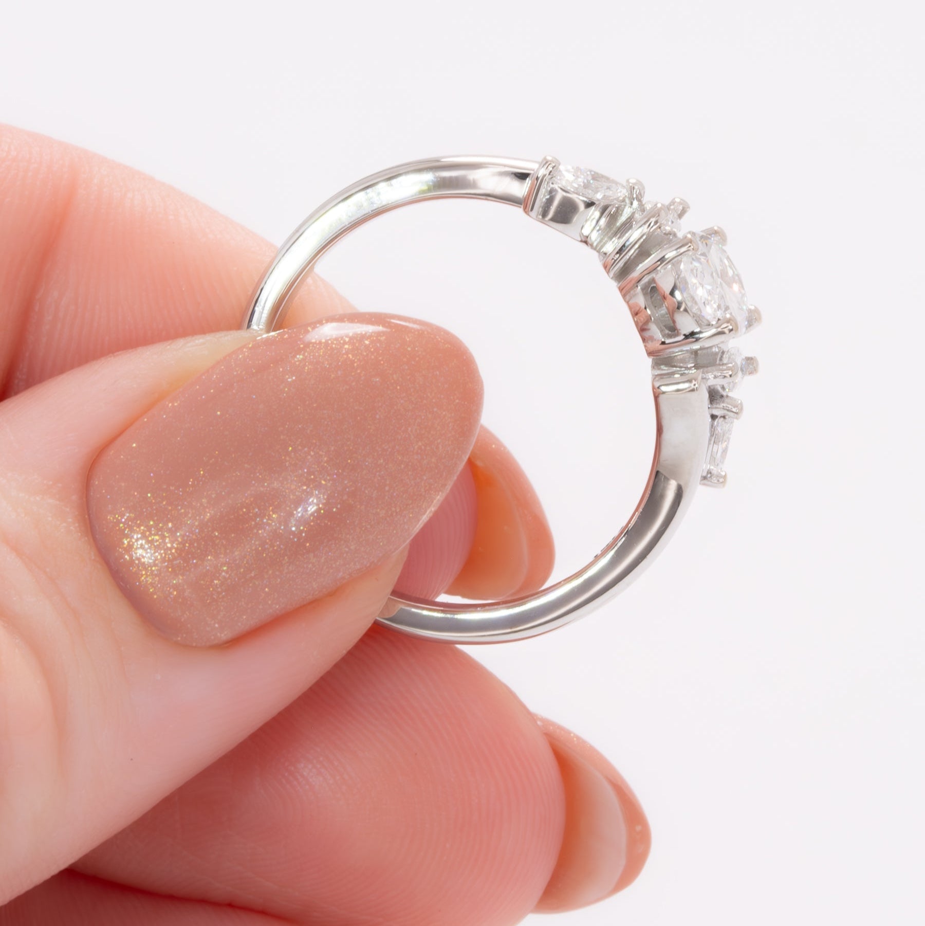 saige bypass ring with oval lab diamond