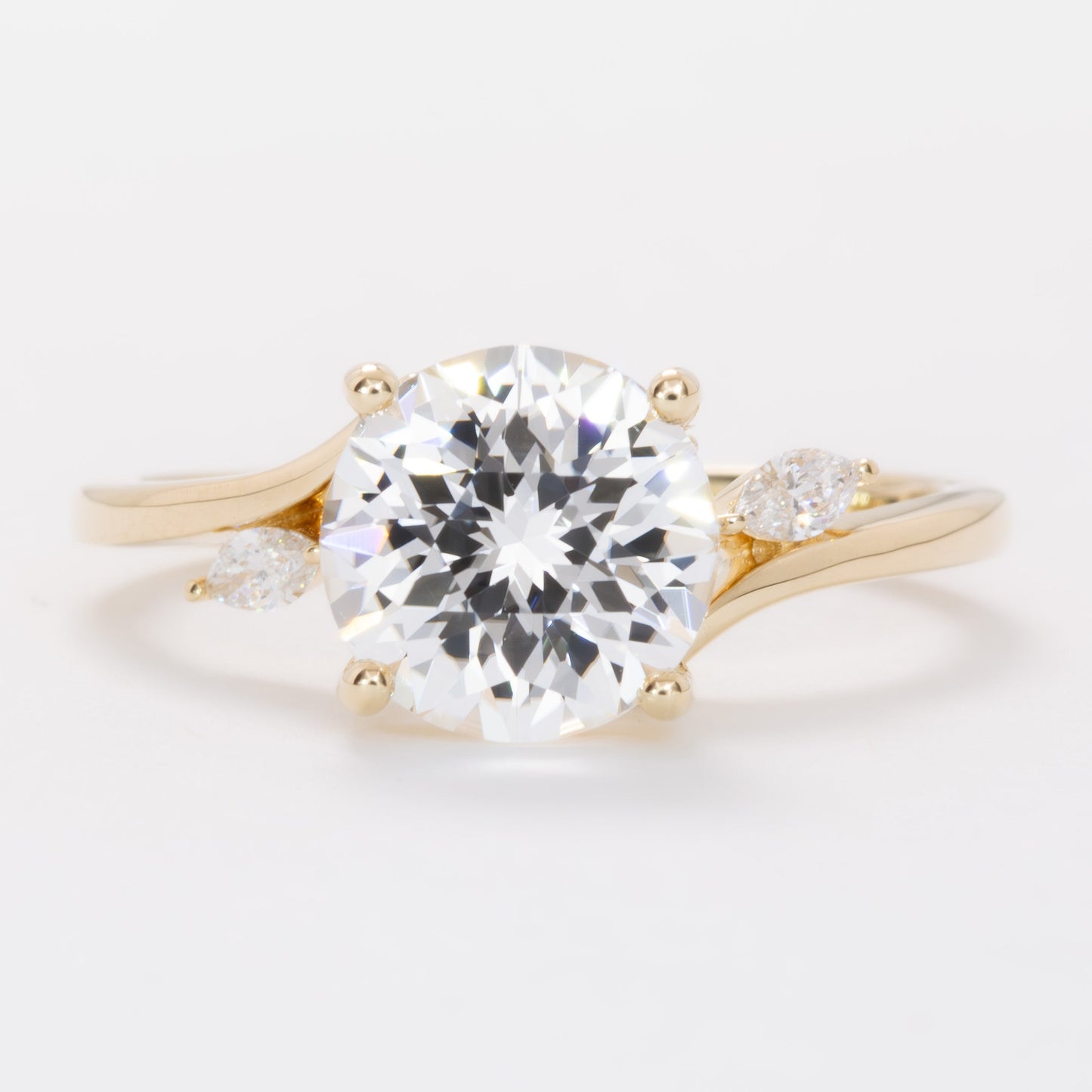 saige bypass ring with round white lab sapphire