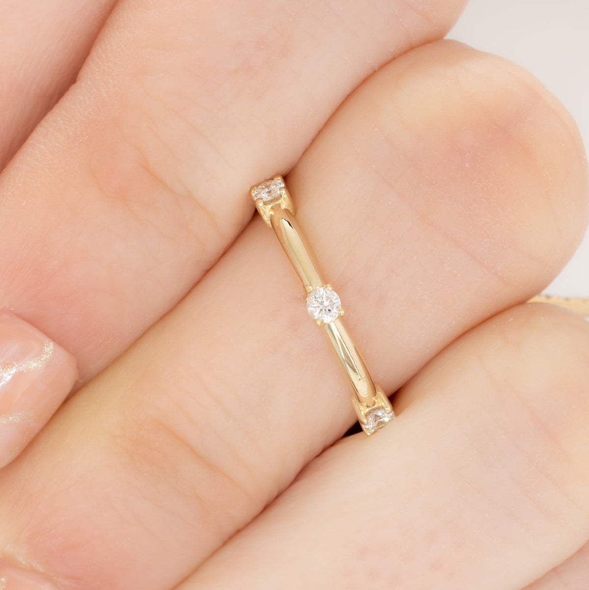 shaylee band in yellow gold with lab diamonds