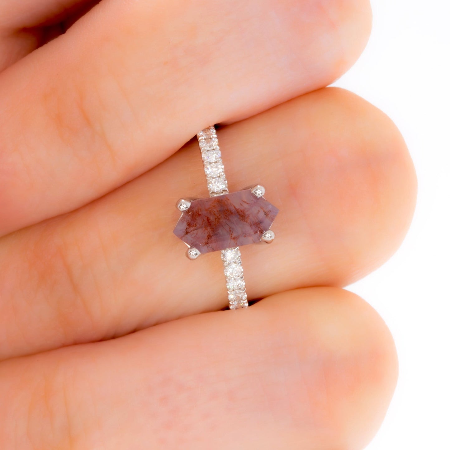 sofia accented ring with dutch marquise red moss agate