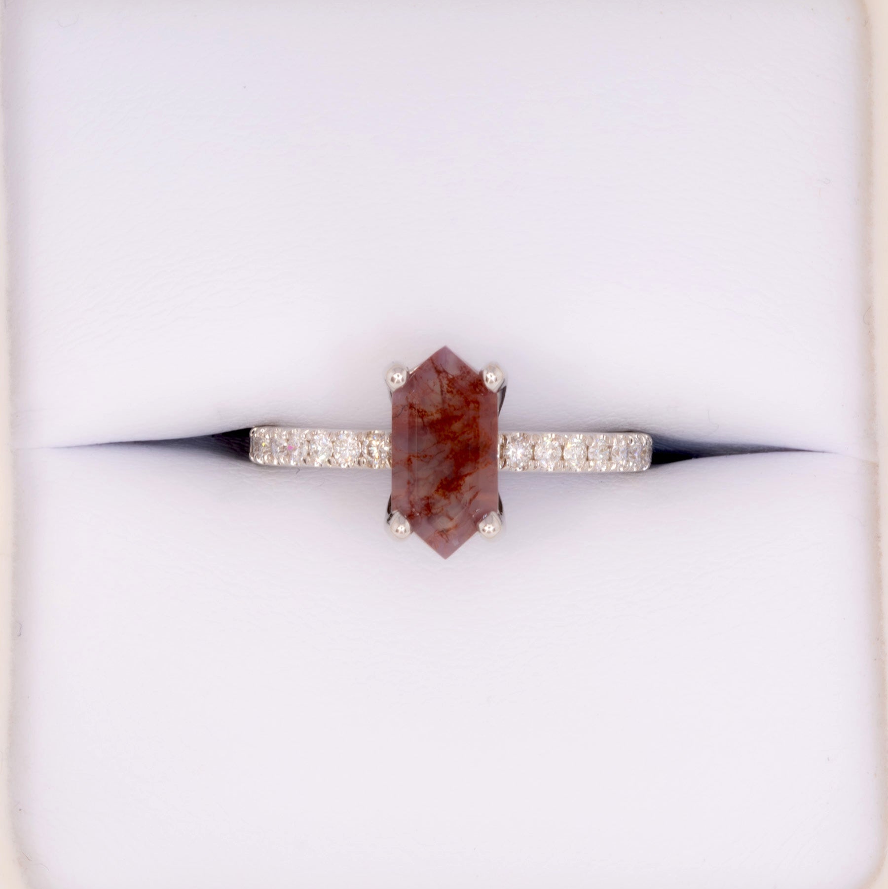 sofia accented ring with dutch marquise red moss agate