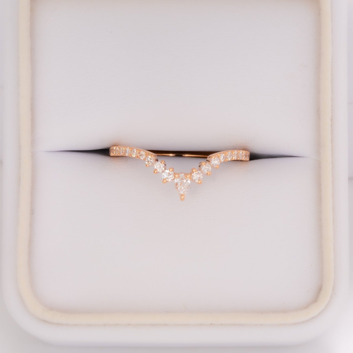 sofia chevron band in rose gold with lab diamonds