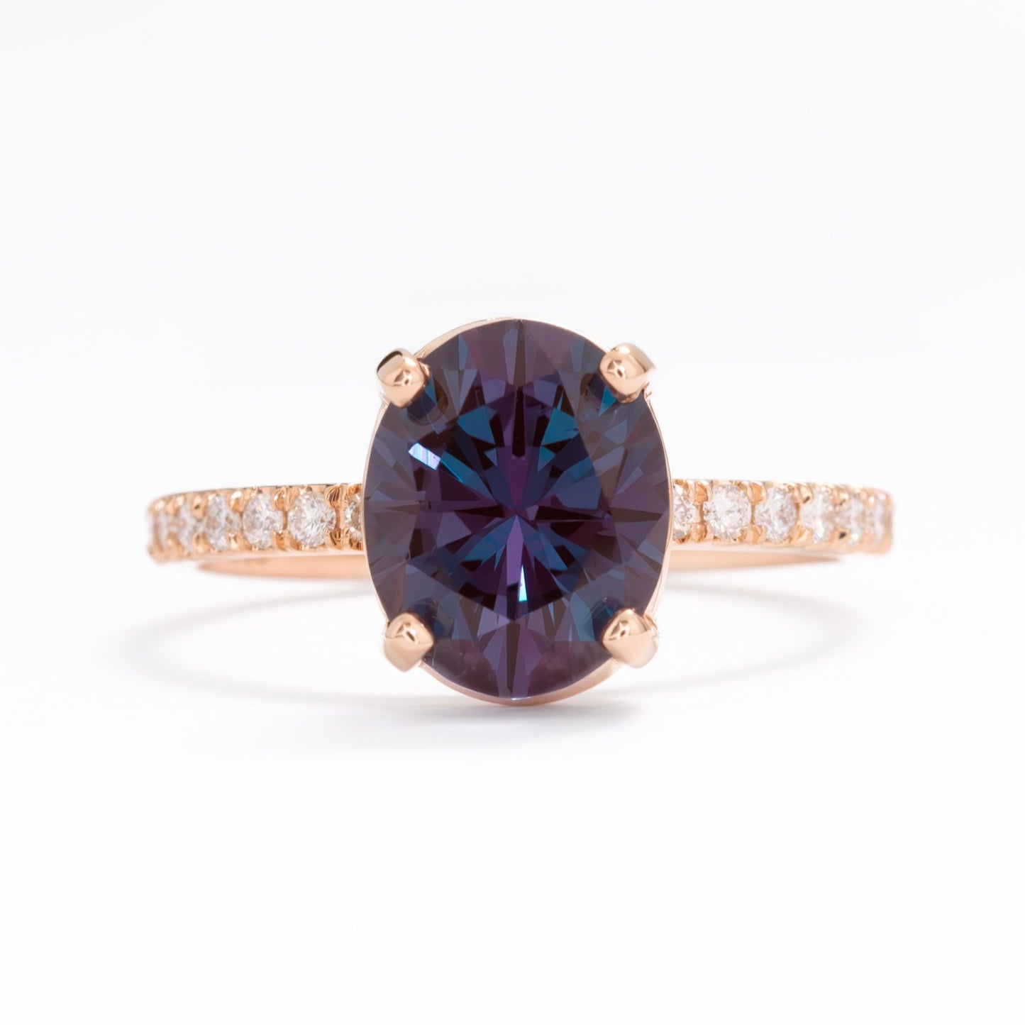 sofia ring in rose gold and oval lab alexandrite