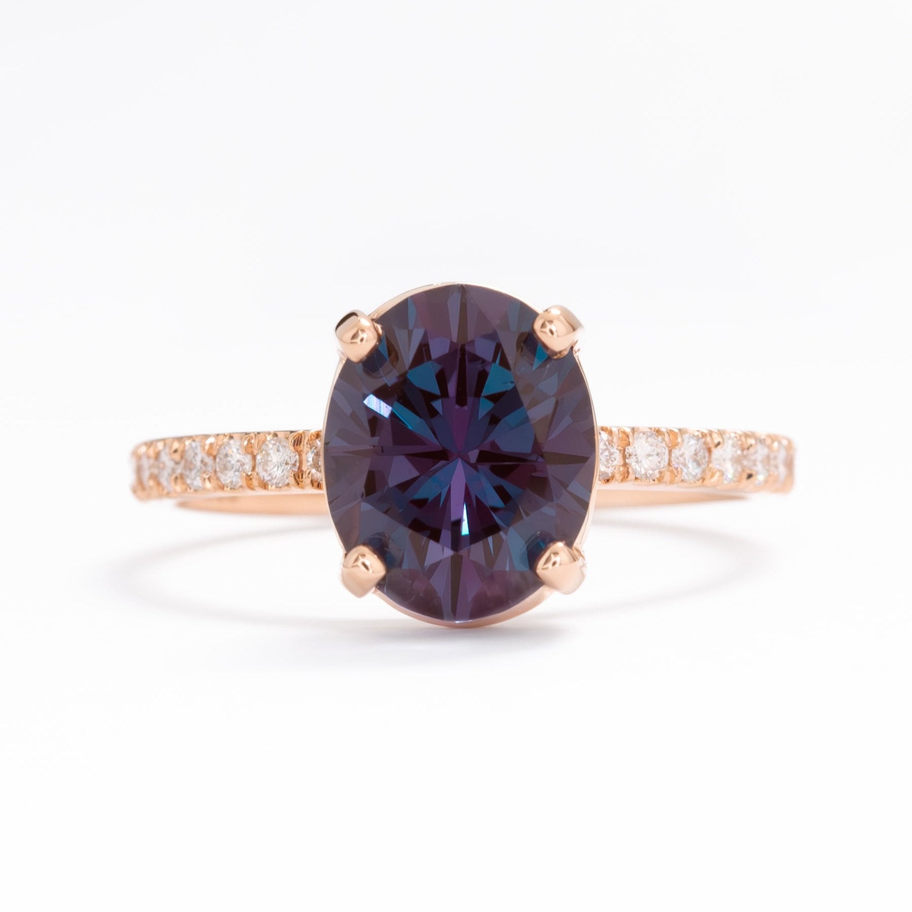 sofia ring in rose gold and oval lab alexandrite
