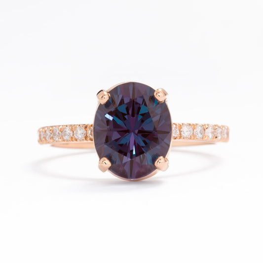 sofia ring in rose gold and oval lab alexandrite