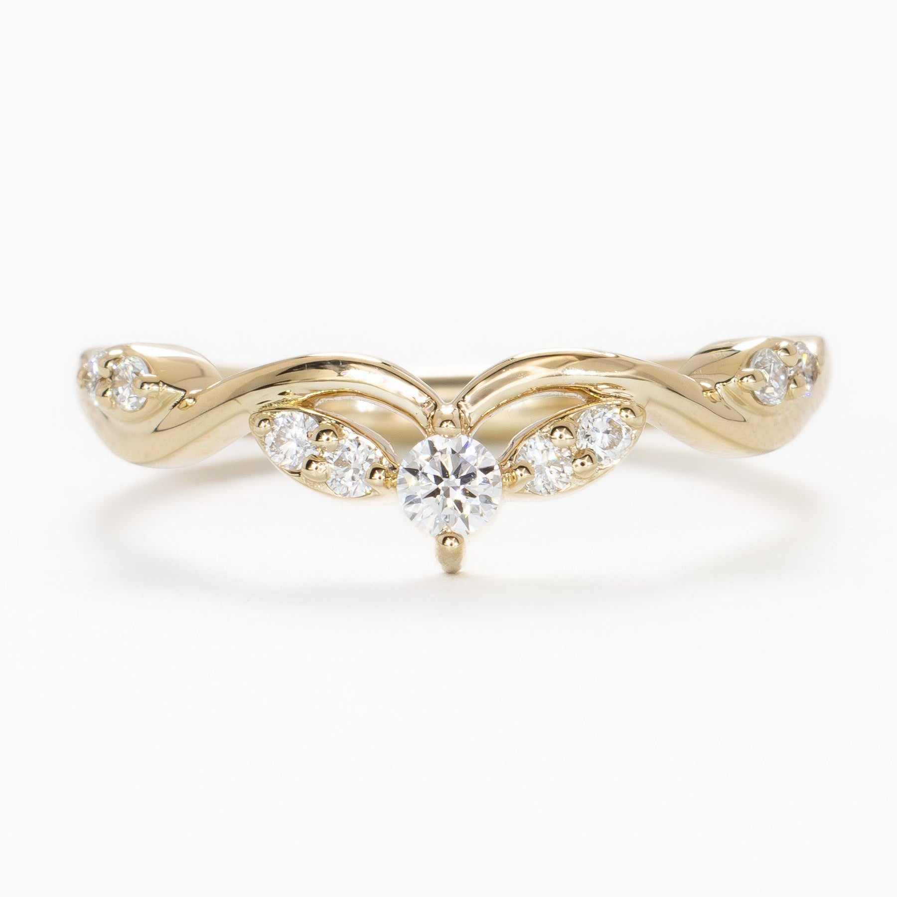 sorina wedding band in yellow gold with lab diamonds