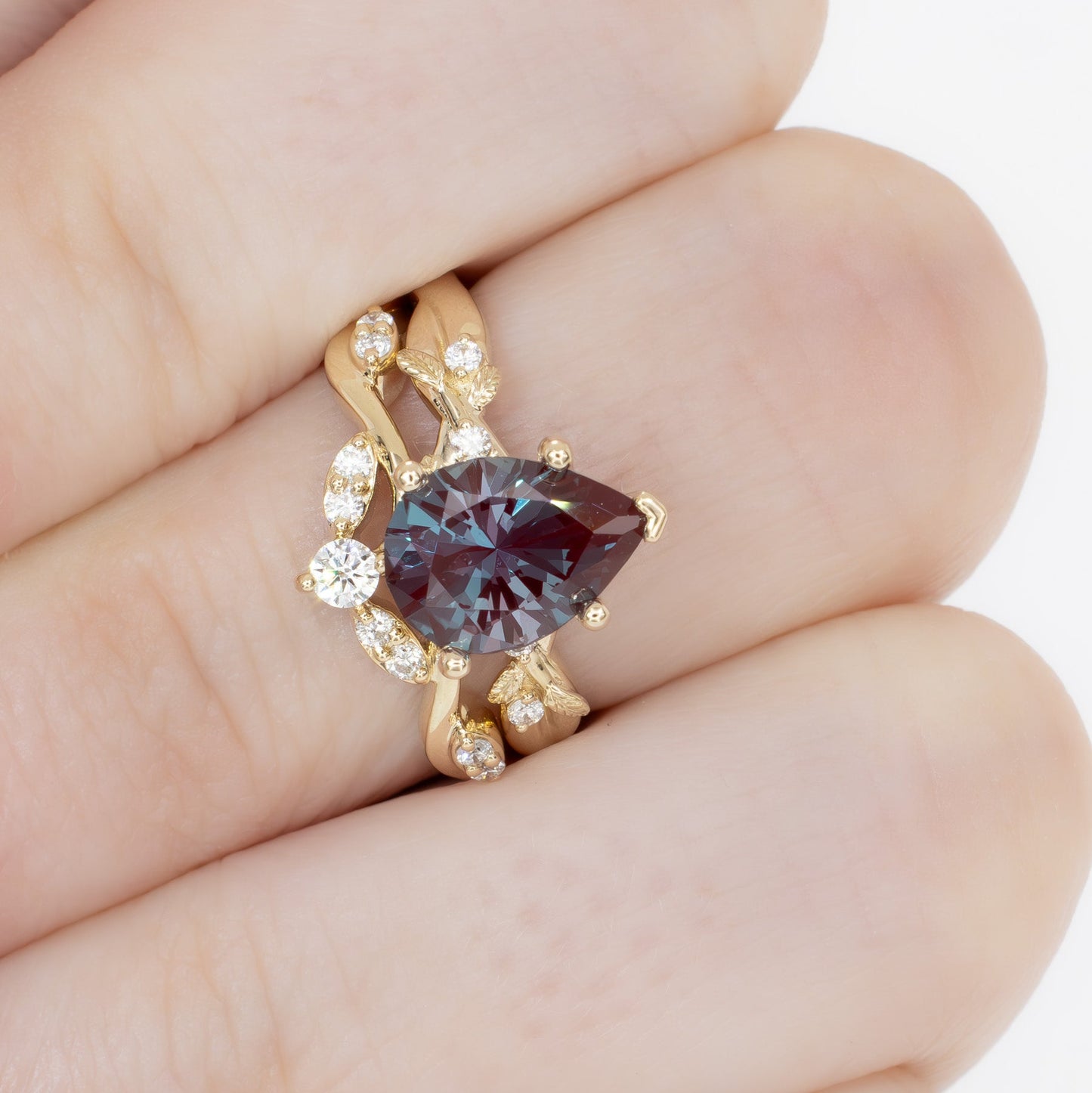 sorina wedding band in yellow gold with lab diamonds