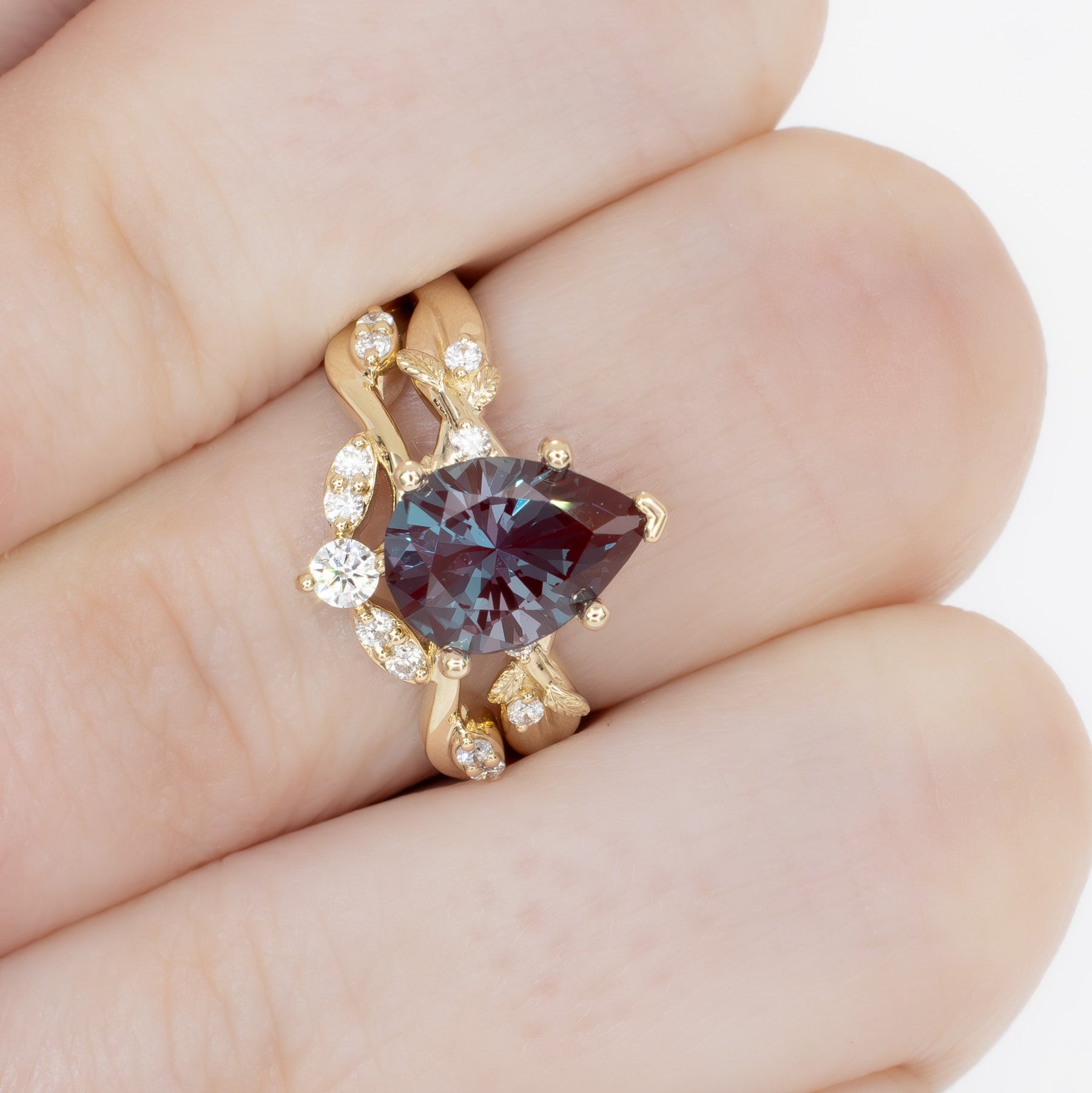 sorina wedding band in yellow gold with lab diamonds