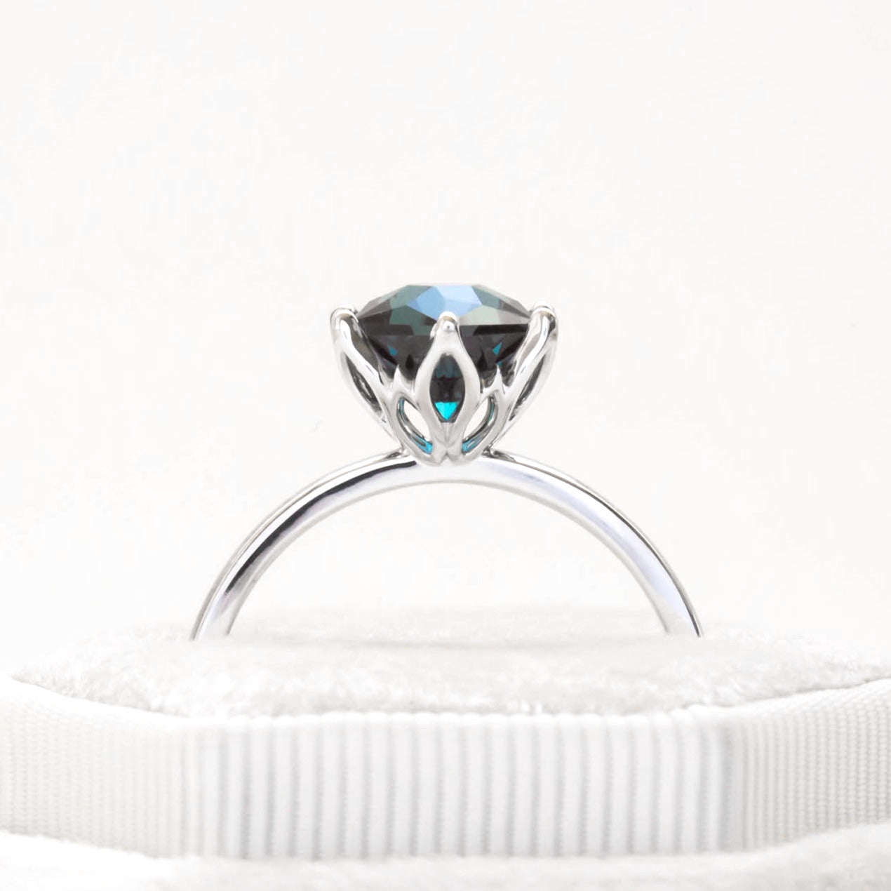 stasa floral inspired ring with hex lab alexandrite