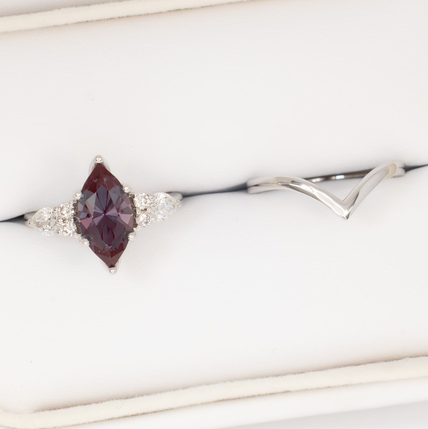 teagan engagement ring with marquise lab alexandrite in white gold