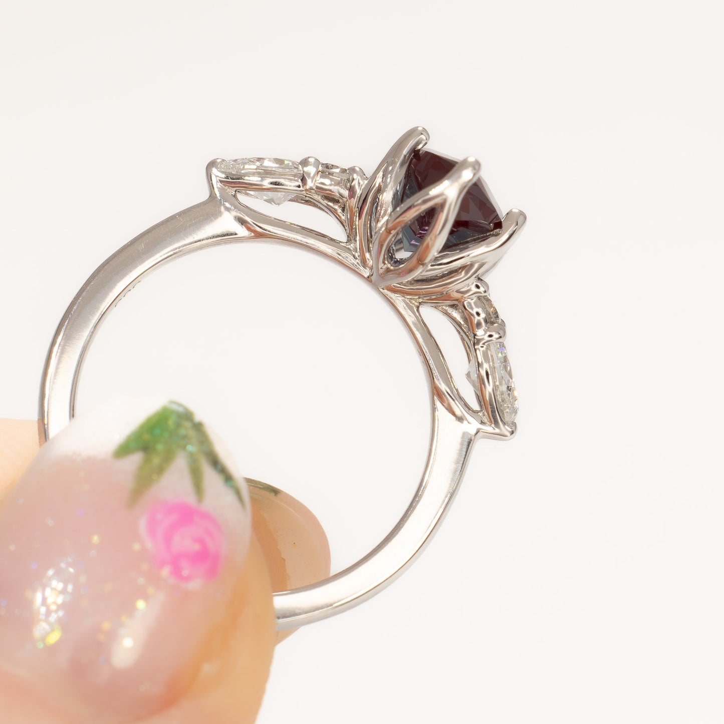 teagan engagement ring with marquise lab alexandrite in white gold