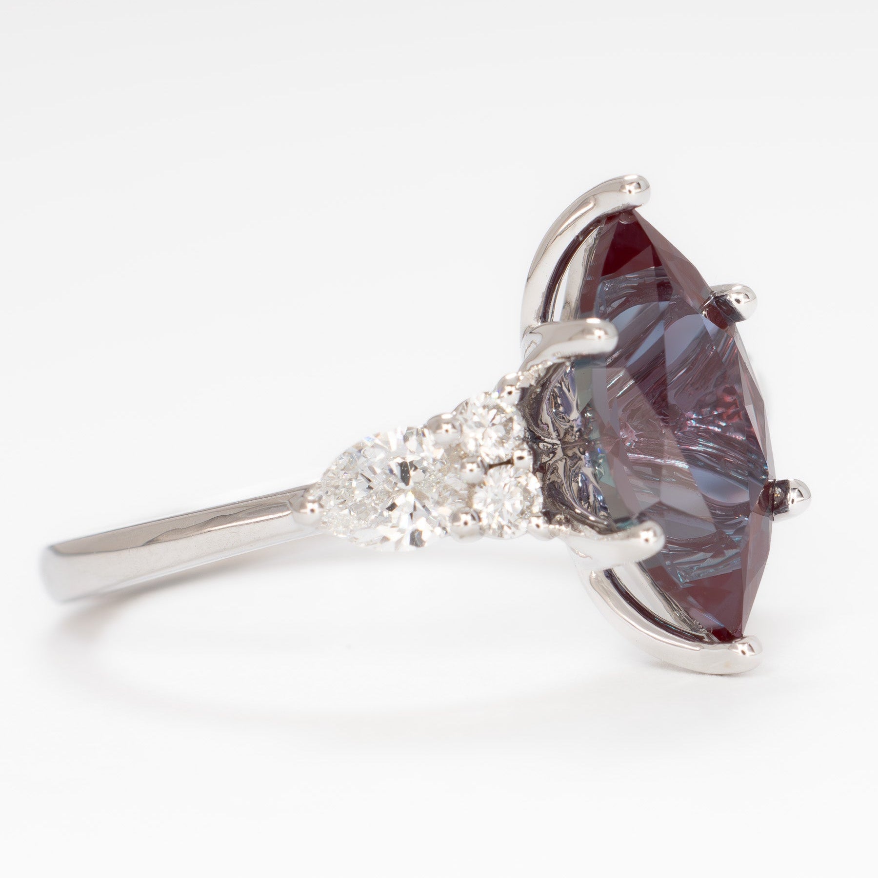 teagan engagement ring with marquise lab alexandrite in white gold