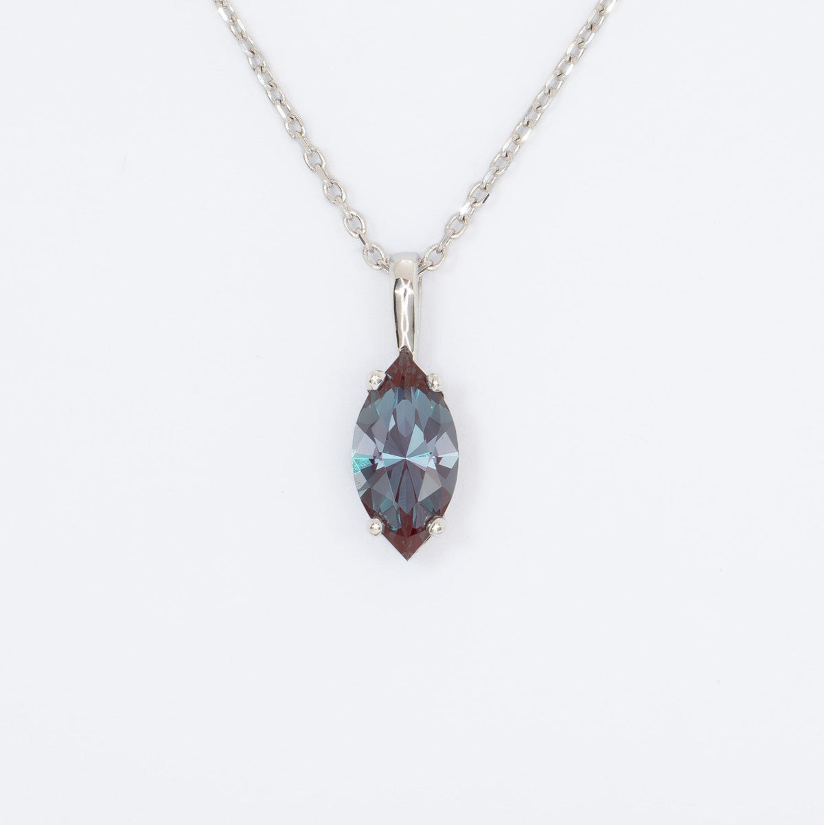 tessie marquise necklace in white gold with lab alexandrite