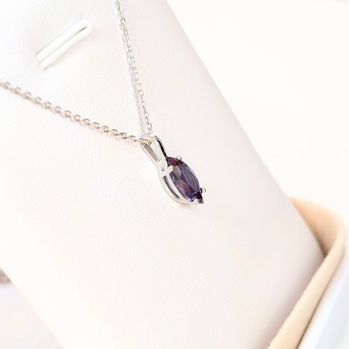 tessie marquise necklace in white gold with lab alexandrite
