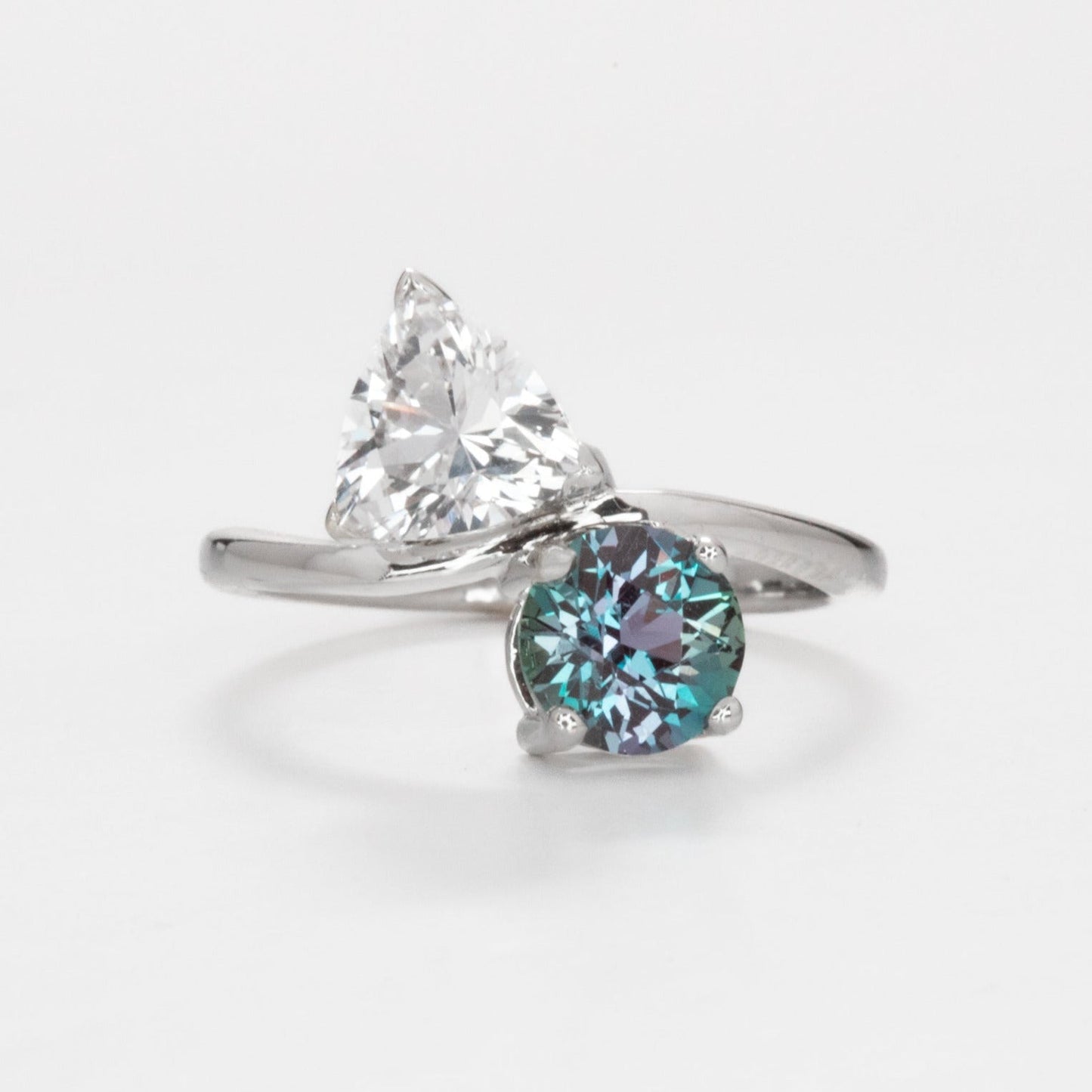 toi et moi ring with lab sapphire and alexandrite