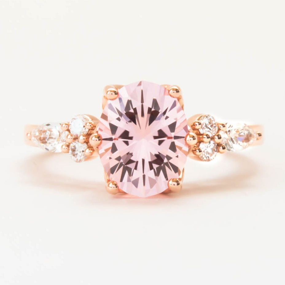 tulip basket natalia ring with peach lab sapphire