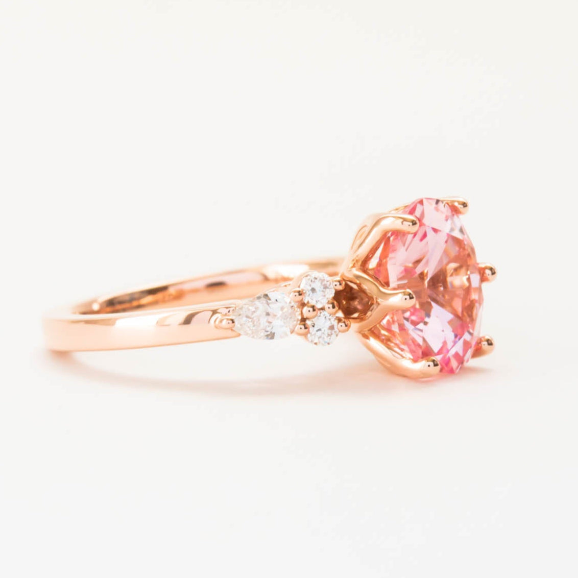 tulip basket natalia ring with peach lab sapphire