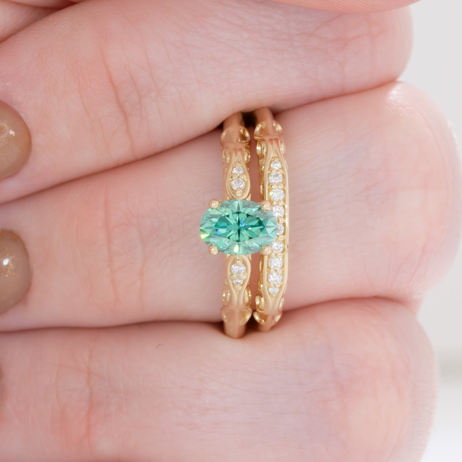 victoria band in yellow gold with lab diamonds