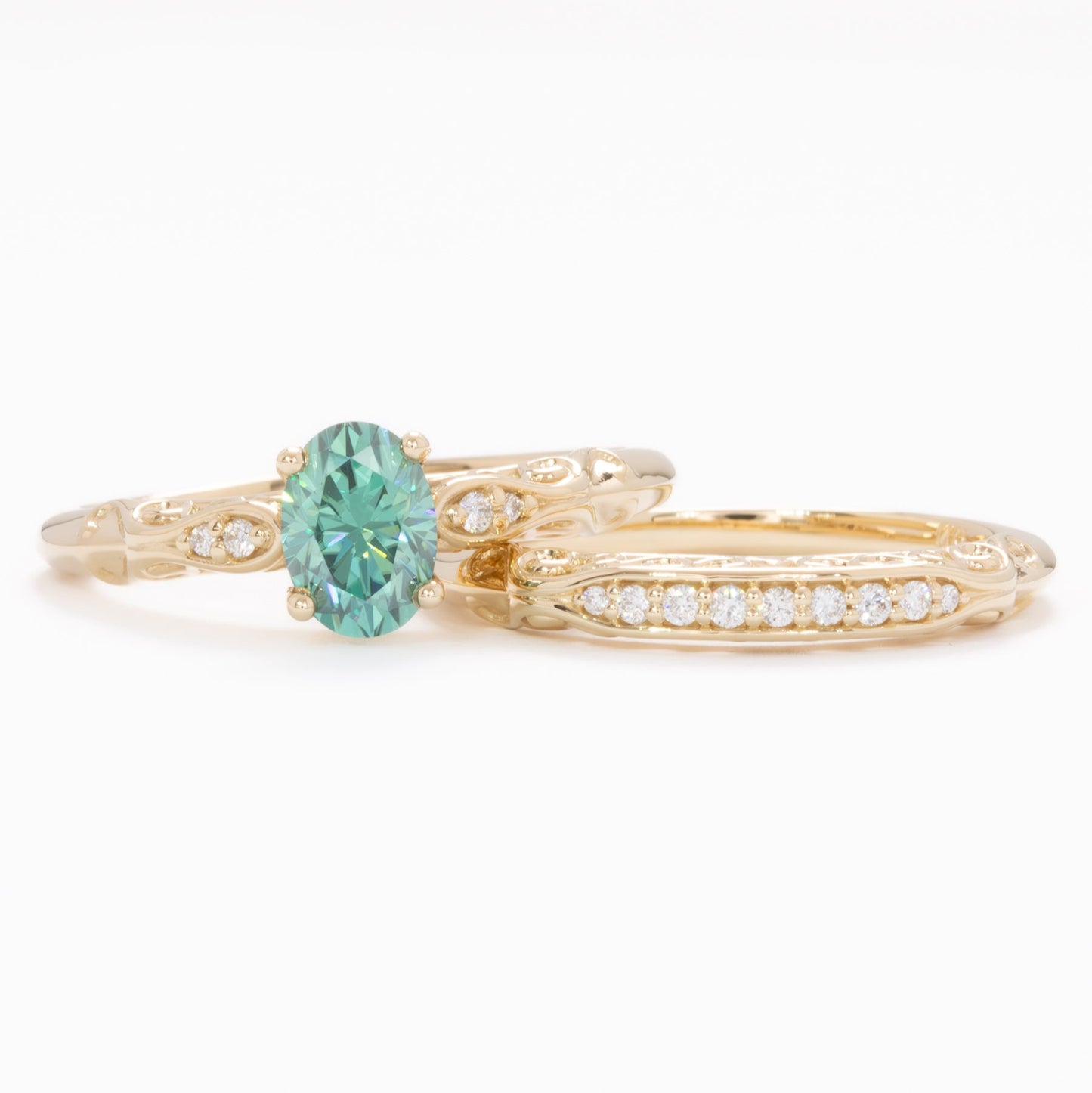 victoria band in yellow gold with lab diamonds