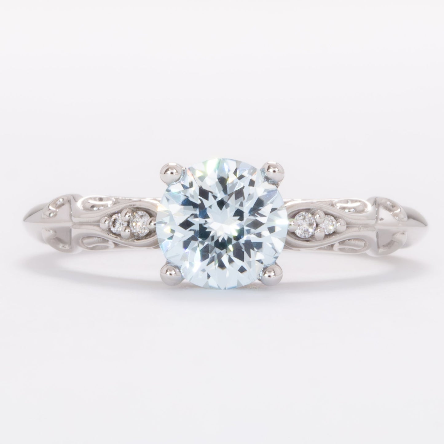 victoria engagement ring with  blue lab sapphire