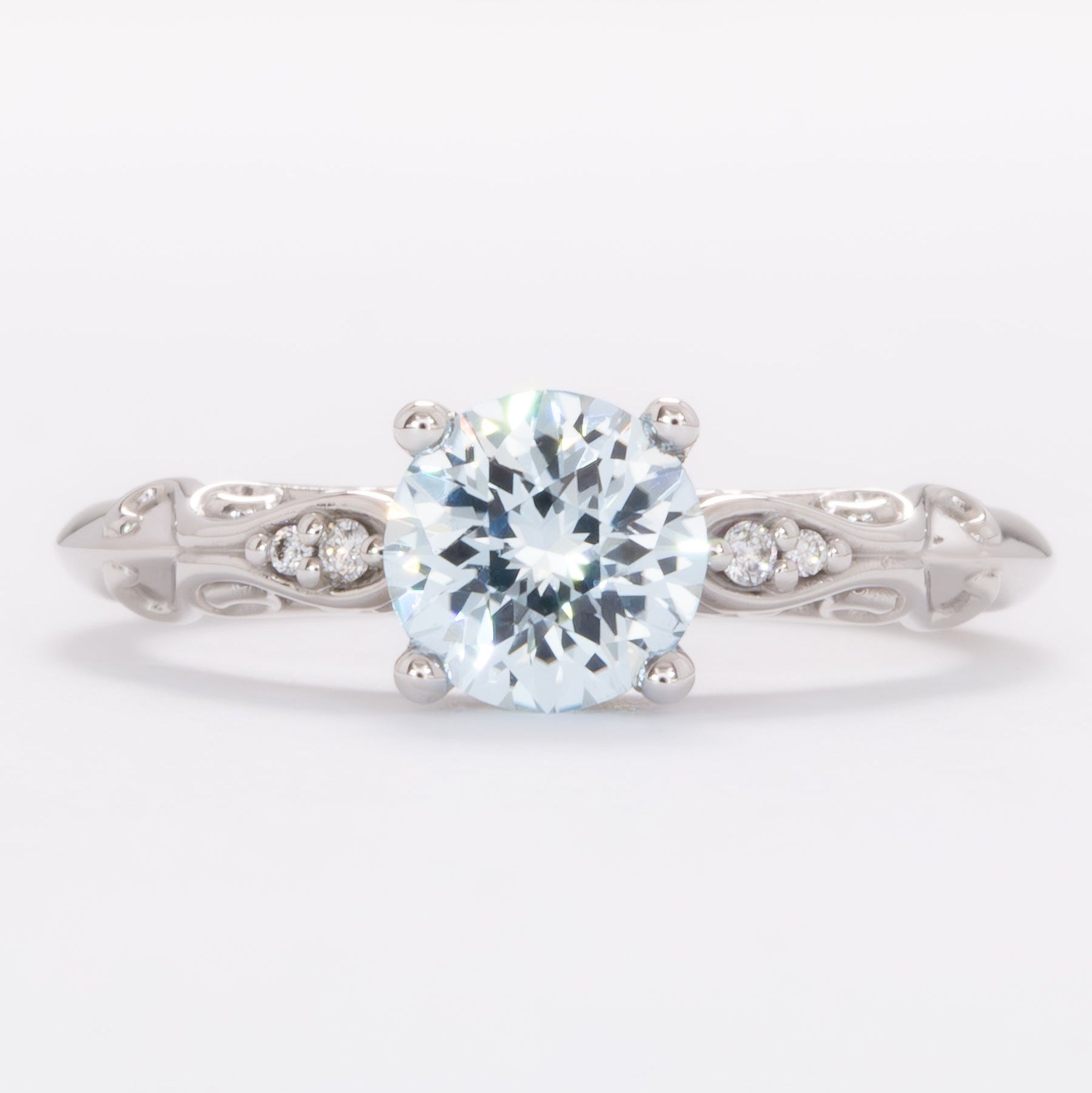 victoria engagement ring with  blue lab sapphire