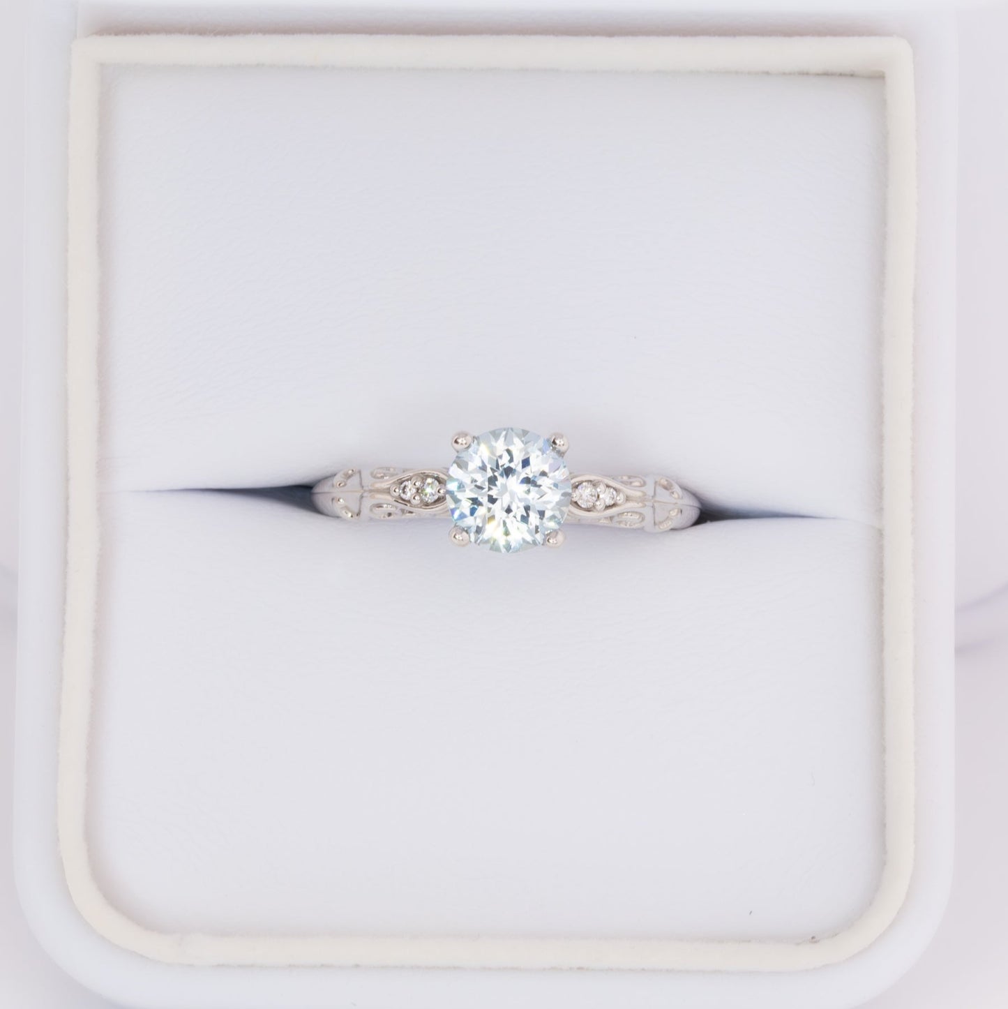victoria engagement ring with  blue lab sapphire